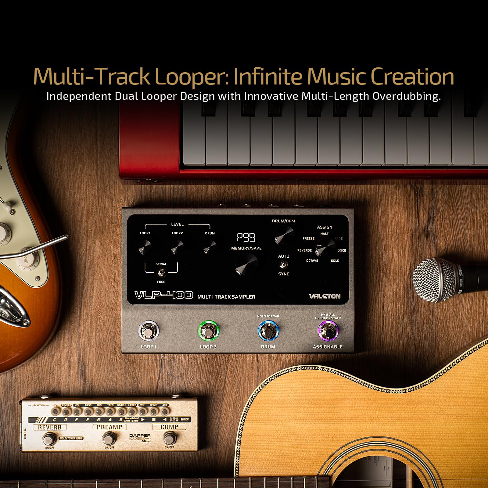 Foto 3 pulgar | Estación De Bucle Para Guitarra Looper Pedal Valeton Vlp-400 Con Batería - Venta Internacional.