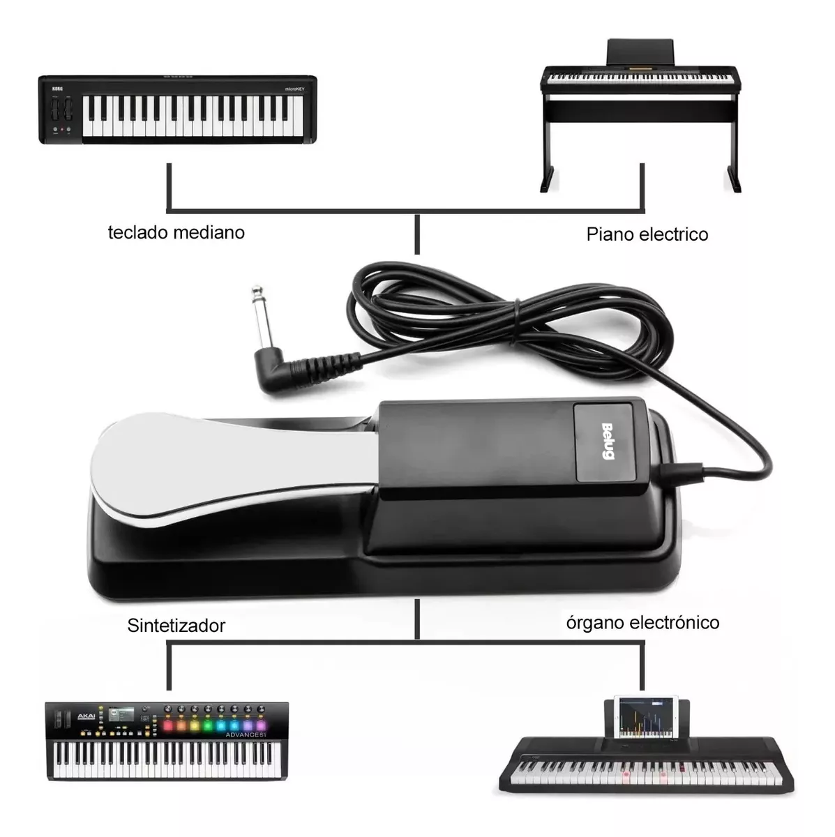 Foto 4 pulgar | Piano Teclado Sustain Pedal Para Casio Belug