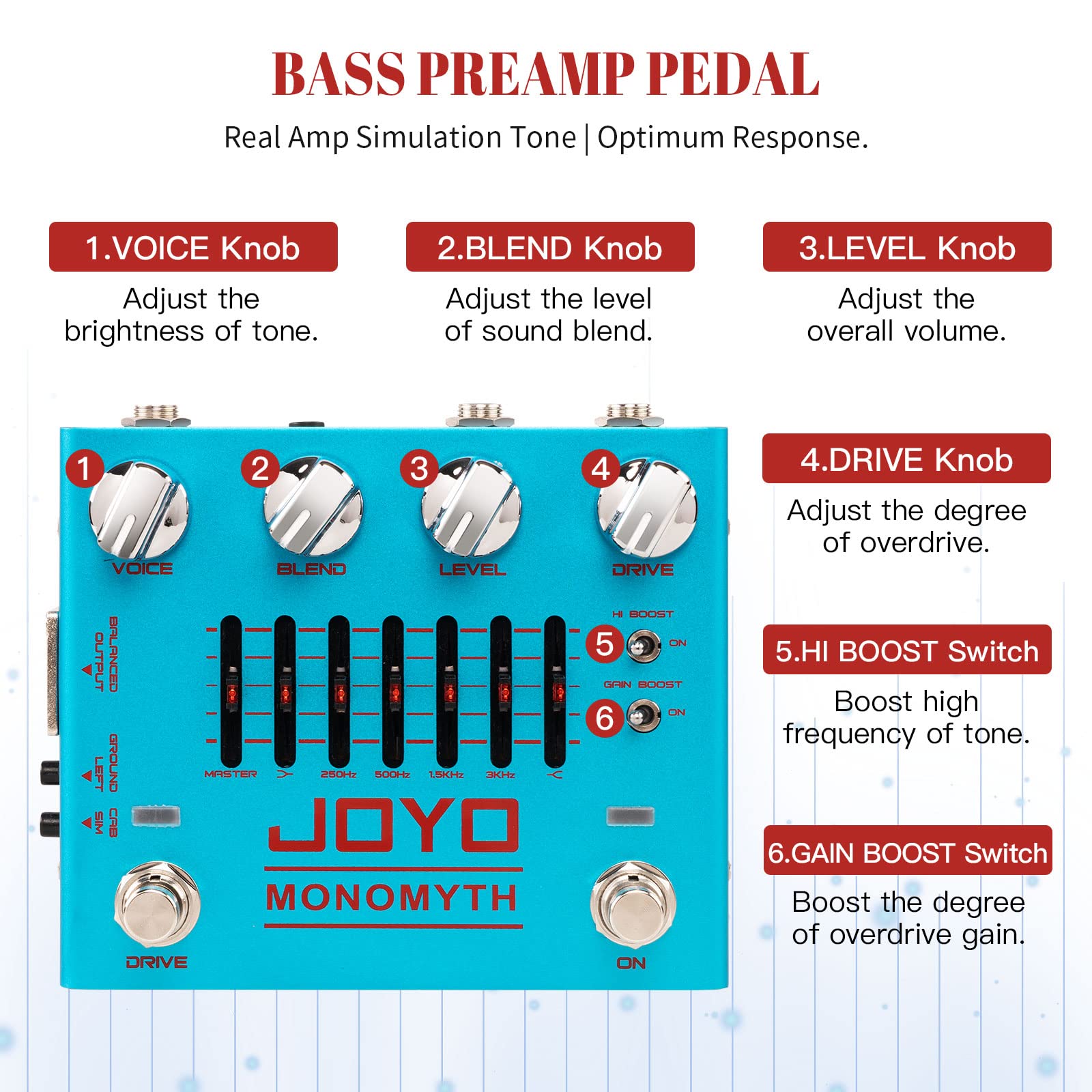 Foto 3 pulgar | Pedal Para Bajo Joyo Monomyth R-26 Overdrive Amp W/ Eq - Venta Internacional.