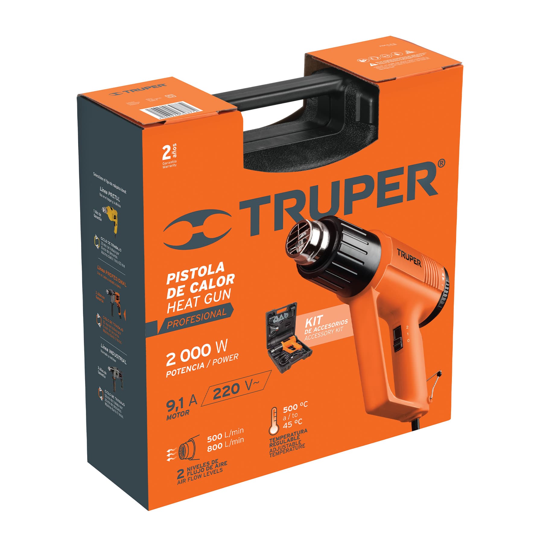 Foto 4 pulgar | Pistola de Calor Truper 16432 color Naranja 1800 W