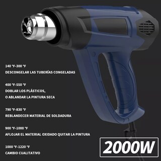 Foto 3 | Pistola de Calor de 2000w Temperatura Regulable 4 Boquillas Eo Safe Imports Esi-5924 color Azul