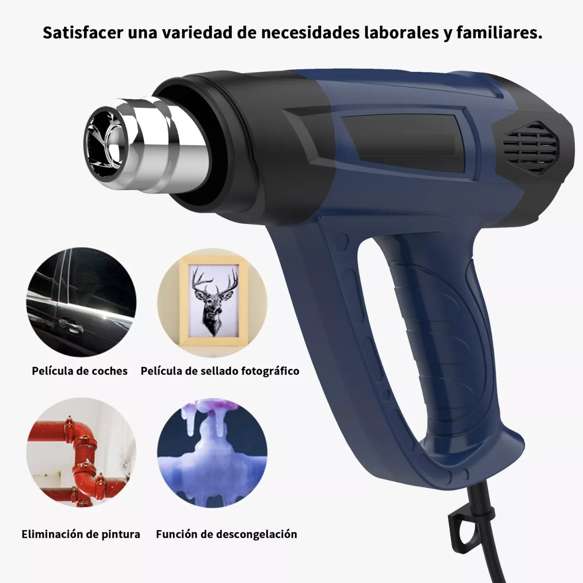 Foto 5 pulgar | Pistola de Calor de 2000w Temperatura Regulable 4 Boquillas Eo Safe Imports Esi-5924 color Azul