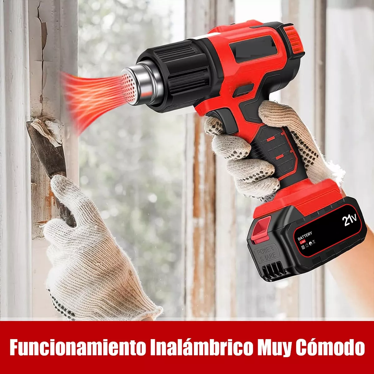 Foto 3 pulgar | Pistola de Calor Inalámbrica de Temperatura Regulable Eo Safe Imports  Esi-10988 Rojo