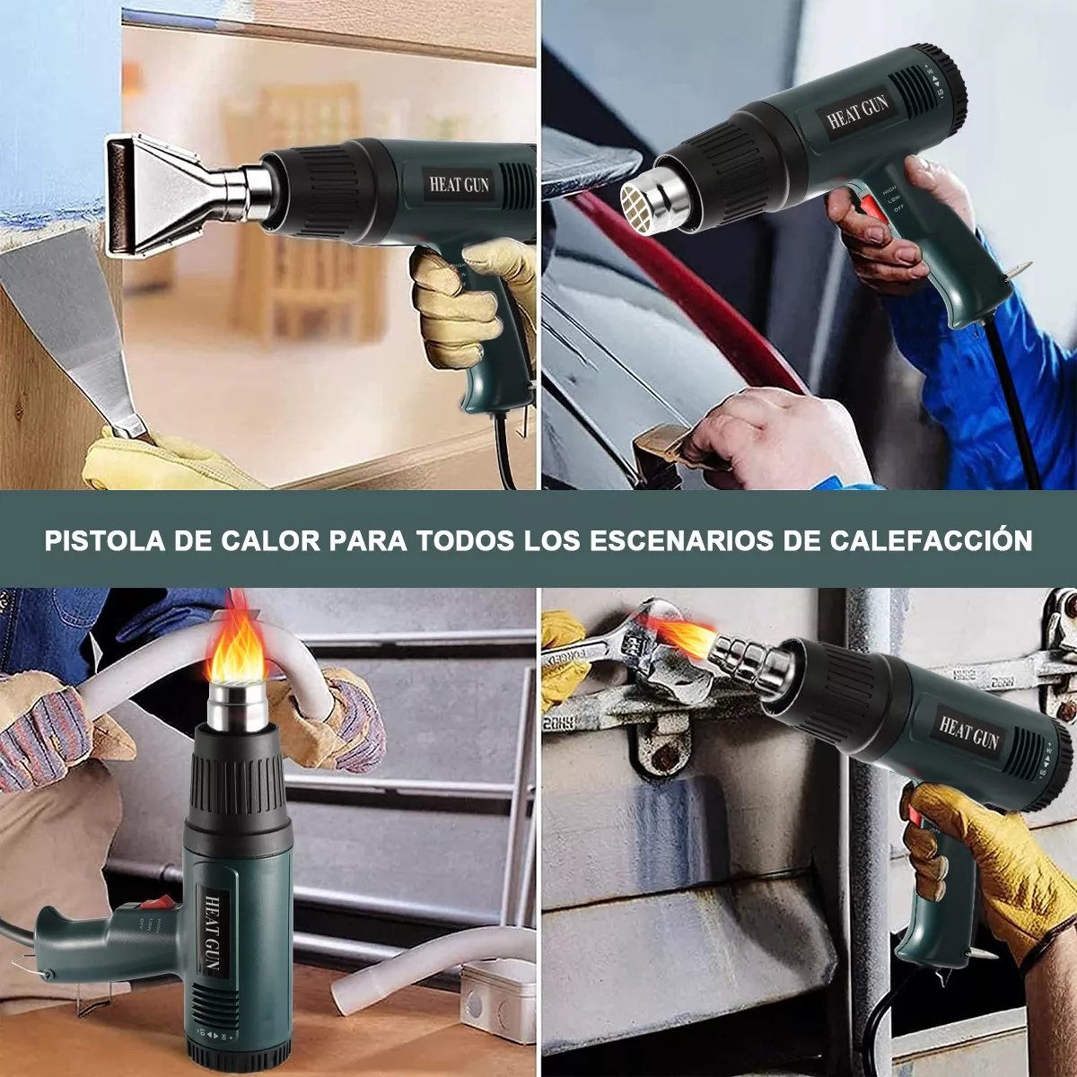 Foto 4 pulgar | Pistola Eléctrica Calor Temperatura Ajustable Boquilla 2000w Eo Safe Imports Esi-12555 Verde