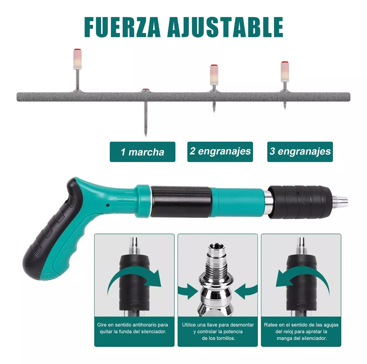 Foto 2 | Pistola De Fijacion De Pared De Clavos C/100 Clavos Portátil Azul