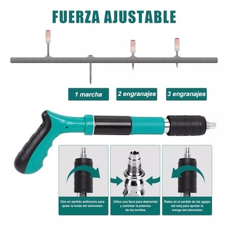 Foto 2 | Pistola De Fijacion De Pared De Clavos C/100 Clavos Portátil Azul