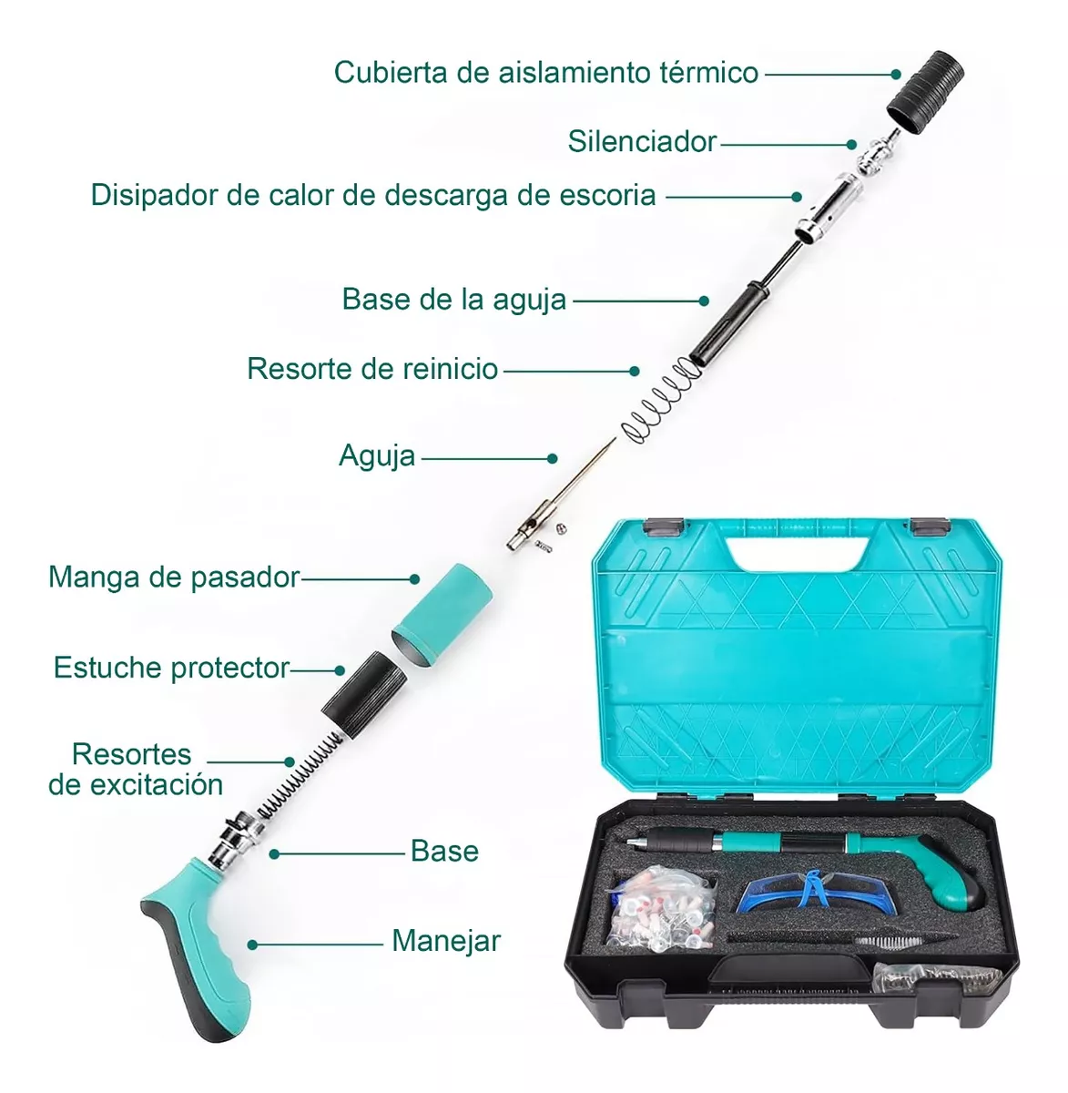Foto 3 | Pistola De Fijacion De Pared De Clavos C/100 Clavos Portátil Azul
