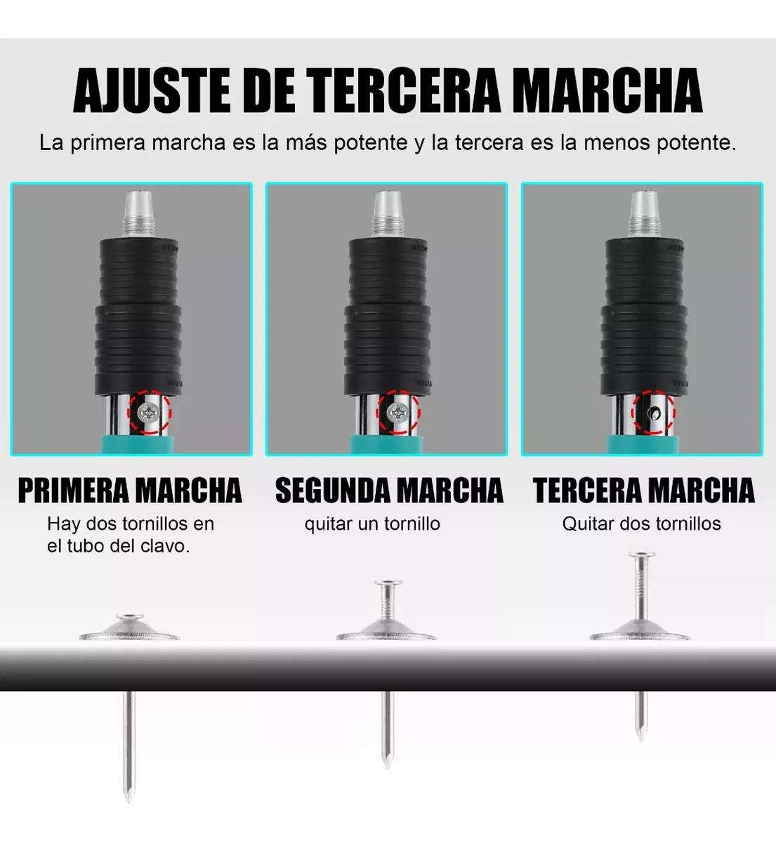 Foto 4 | Pistola De Fijacion De Pared De Clavos C/100 Clavos Portátil Azul