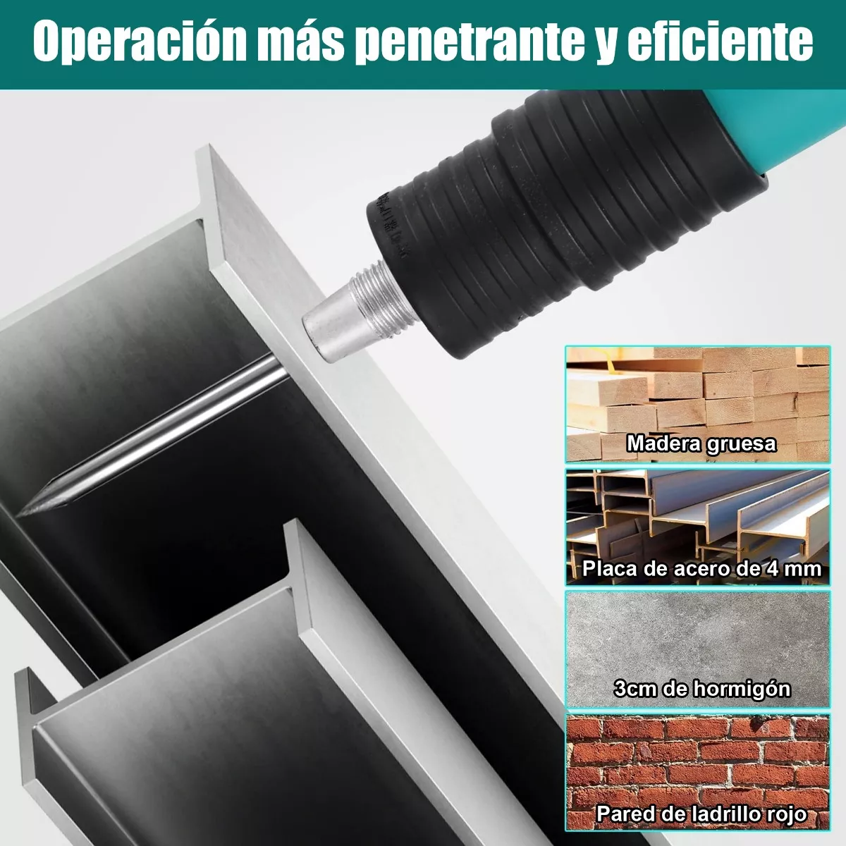 Foto 5 | Pistola De Fijacion De Pared De Clavos C/100 Clavos Portátil Azul