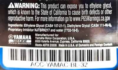 Foto 7 | Anticongelante Yamaha Yamalube Acc-yamac-bl-32 Prediluido, 2 Litros - Venta Internacional.