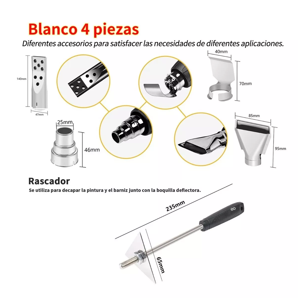 Foto 3 | Language Pistola De Calor Temperatura Regulable 4 Boquillas Eo Safe Imports Esi-6738-1 Negro