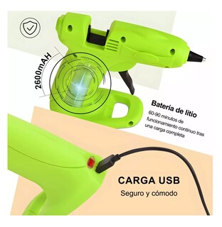 Foto 5 | Pistola De Silicon Inalambrica Recargable Y Pegamento 10 Barras Verde