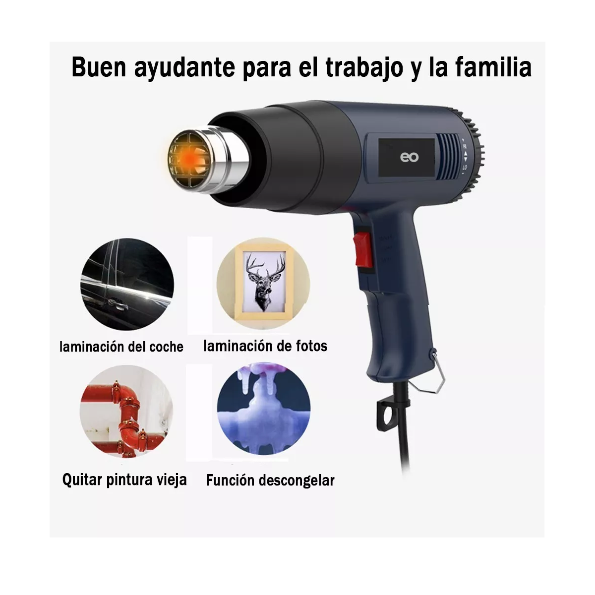 Foto 2 | Pistola De Aire Caliente Ajustable Con Temperatura Constante Eo Safe Imports Esi-6739-1 Negro