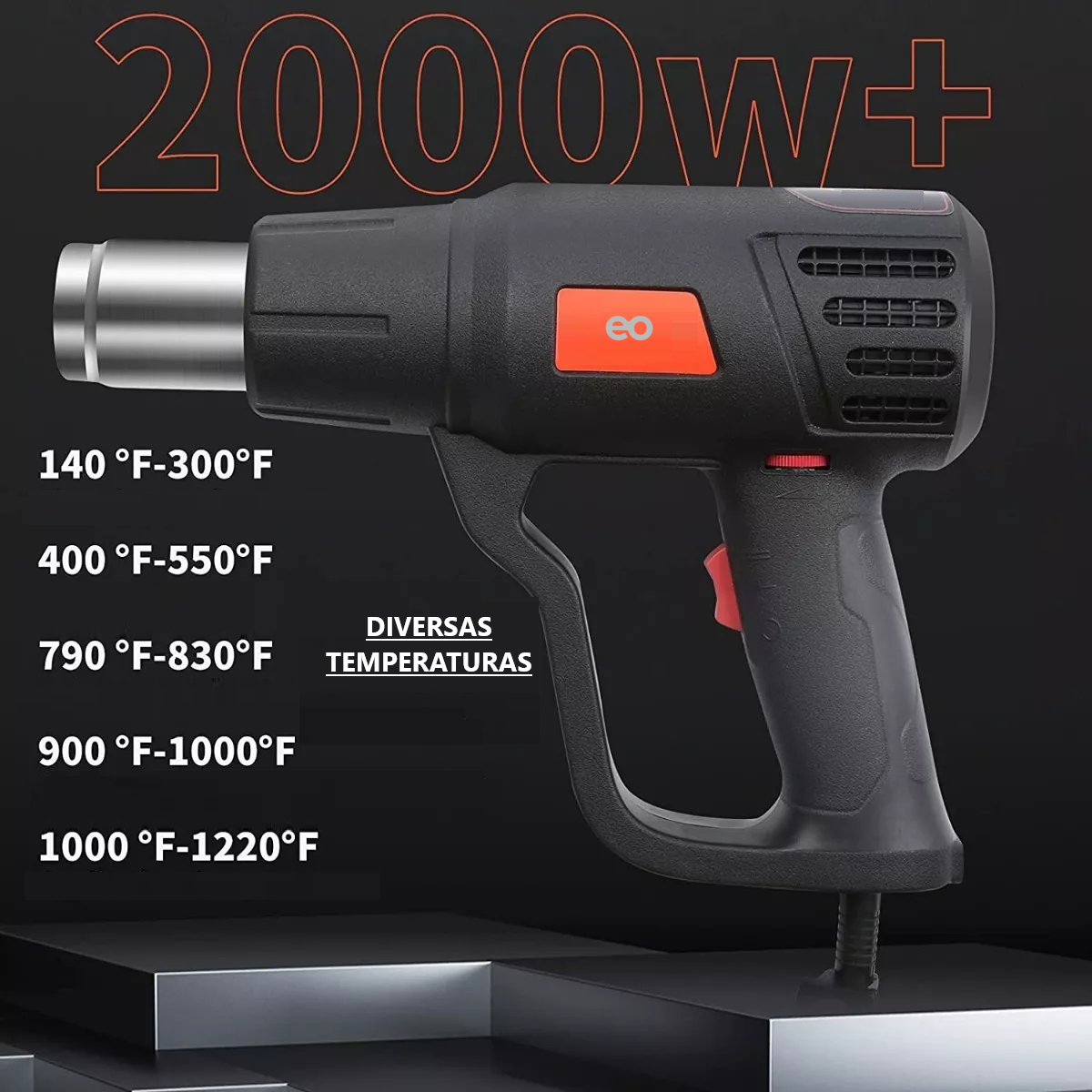 Foto 4 pulgar | Pistola De Calor De 2000w Temperatura Regulable Eo Safe Imports Esi-5925-1 Negro