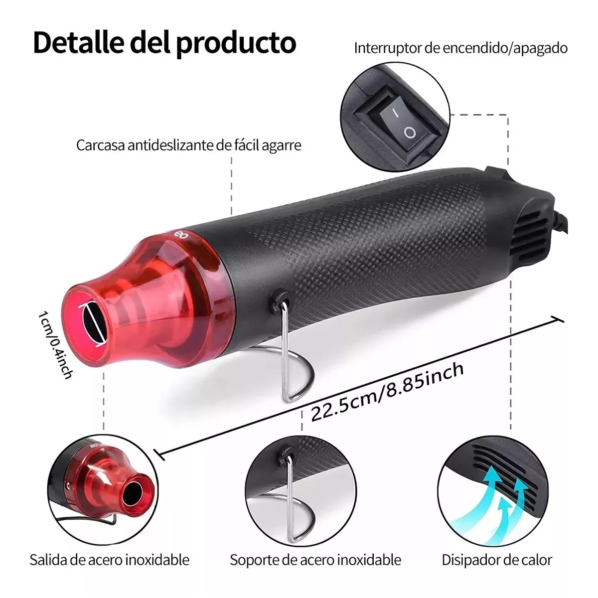 Foto 4 pulgar | Pistola De Calor Portátil Y 530 Tubos Termorretráctiles Eo Safe Imports Esi-10989-1 Negro