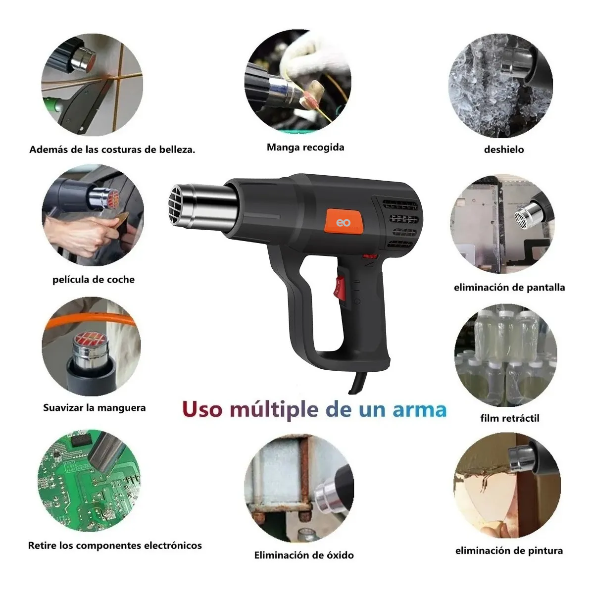 Foto 4 pulgar | Pistola De Calor De 2000w Temperatura Regulable Eo Safe Imports Esi-3222-1 Negro