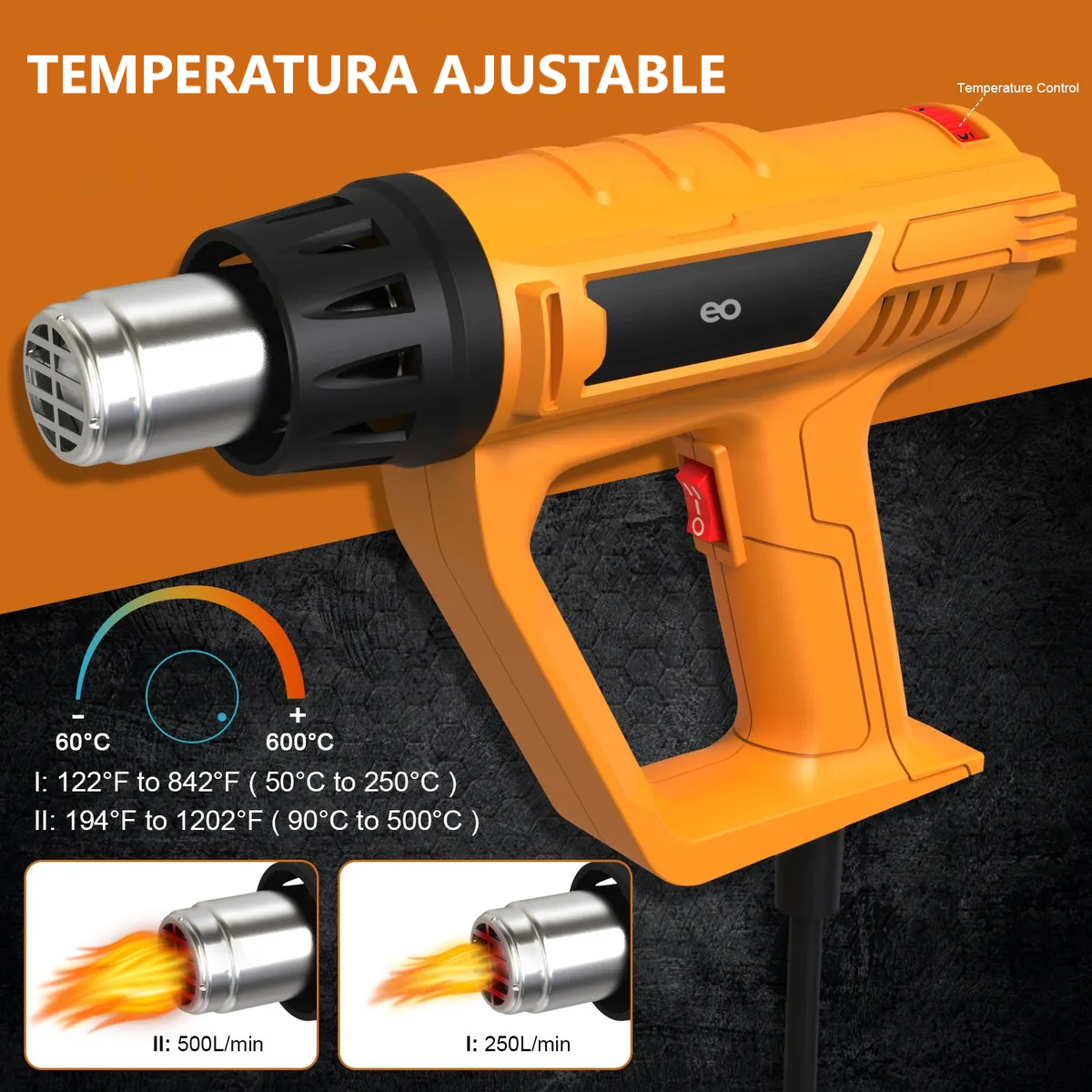 Foto 3 pulgar | Pistola De Calor De 2000w Temperatura Ajustable  Eo Safe Imports Esi-18676 Naranja