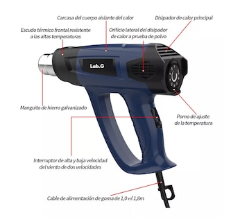 Foto 3 | Pistola De Calor Lab.g Remate De 2000 W Azul