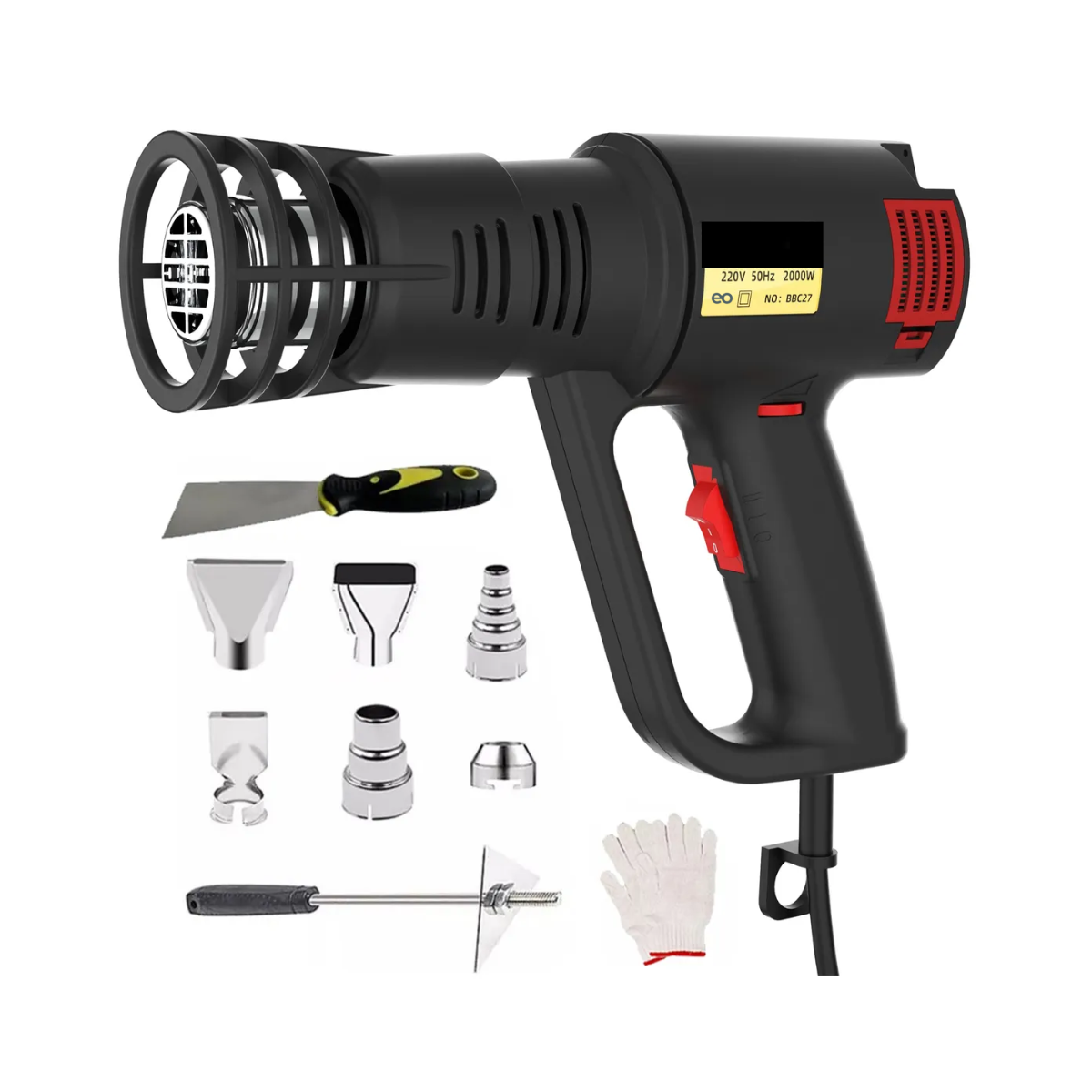 Foto 2 pulgar | Pistola de Aire Caliente con Escudo y Temperatura Regulable Eo Safe Imports ESI-18702 Negro