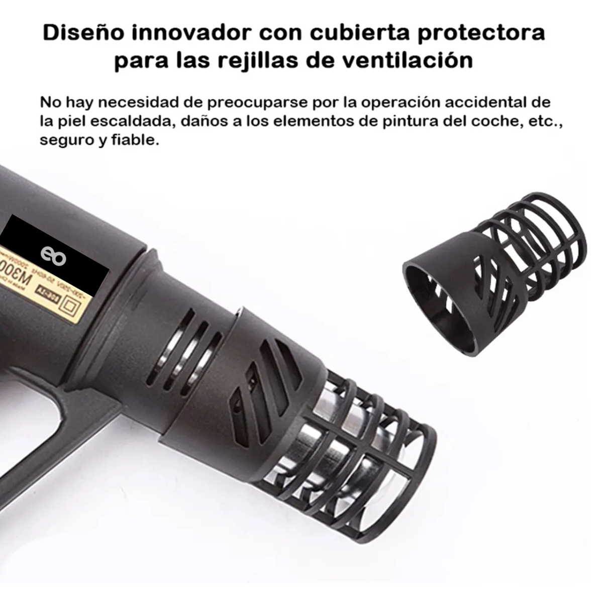 Foto 4 pulgar | Pistola de Aire Caliente con Escudo y Temperatura Regulable Eo Safe Imports ESI-18702 Negro
