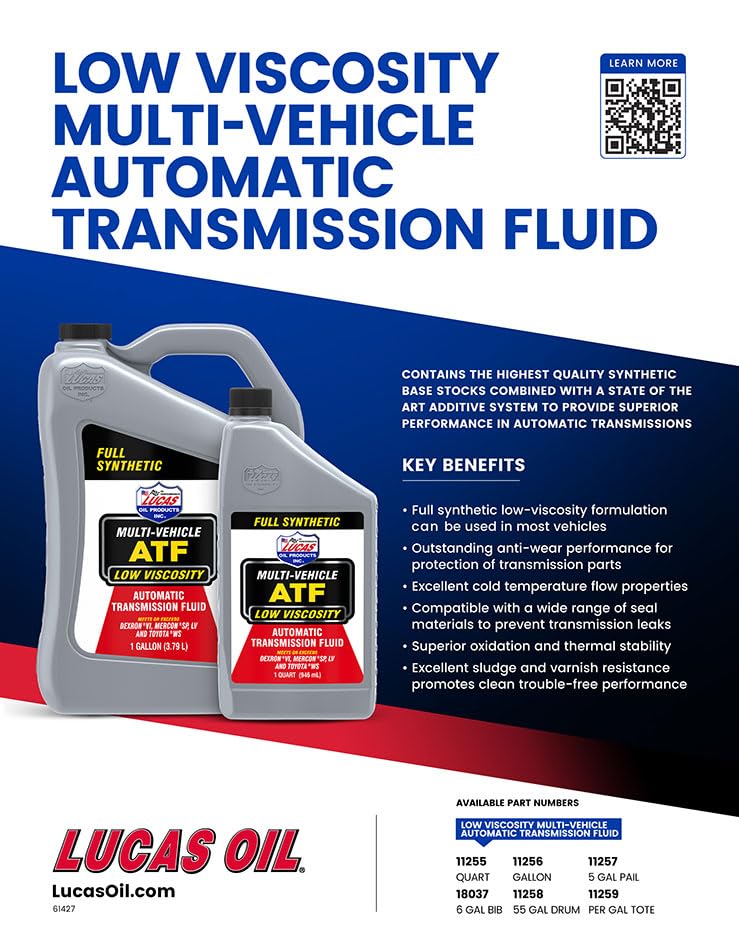 Foto 4 pulgar | Fluido De Transmisión Lucas Oil 11255 De Baja Viscosidad 1lx6 - Venta Internacional.