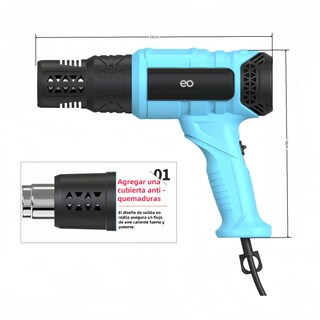 Foto 2 | Pistola De Calor De 2000w, 9 Niveles De Temperatura,5 Boquillas Eo Safe Imports Esi-19755 Azul