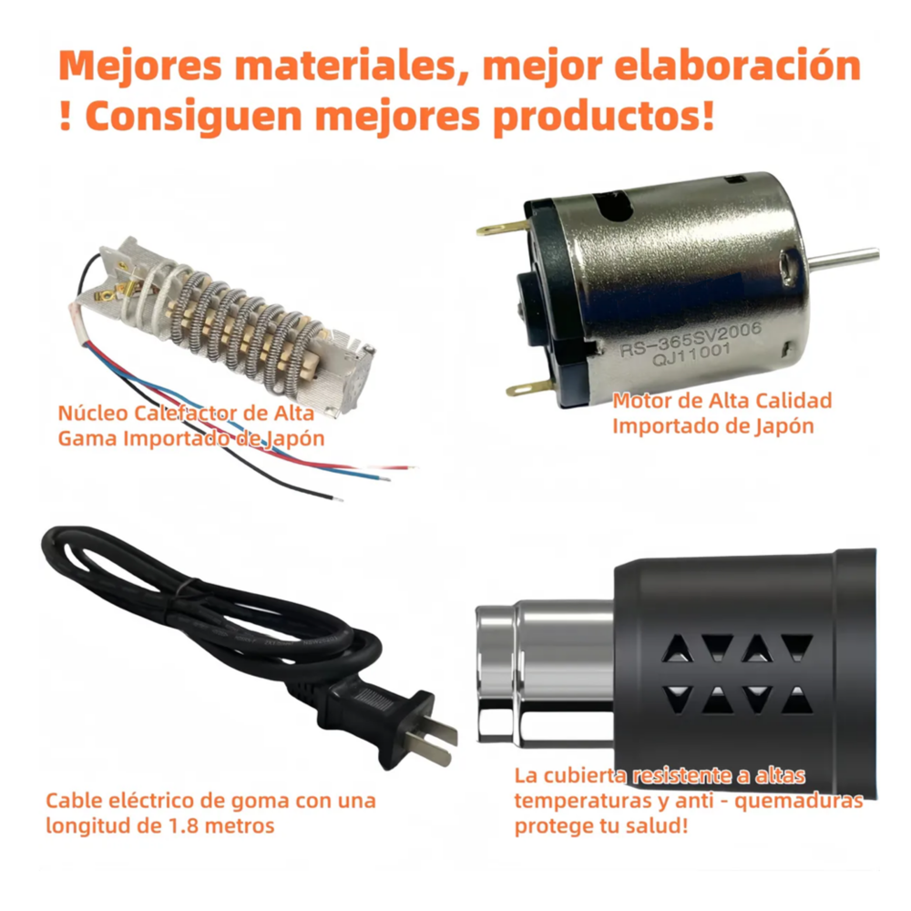 Foto 4 pulgar | Pistola De Calor De 2000w 9niveles De Temperatura 7 Pz Lab.g  Azul Claro