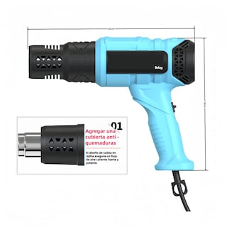 Foto 4 | Pistola De Calor De 2000w 9niveles De Temperatura 7 Pz Belug Azul Claro