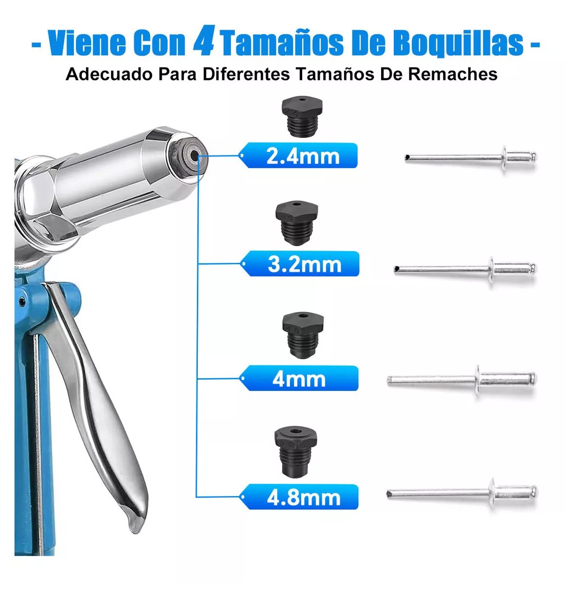 Foto 4 pulgar | Pistola Remachadora de Tuercas Lab.G con 4 Boquillas Azul