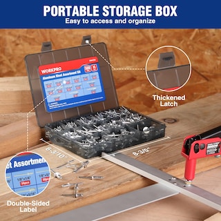 Foto 5 | Kit Surtido De Remaches Para Ciegos Workpro, 500 Piezas De Aluminio, 14 Tamaños - Venta Internacional.