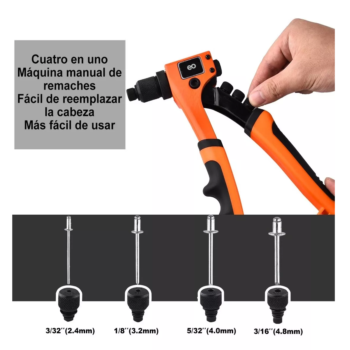 Foto 3 pulgar | Remachadora Profesional De 8 In C/boquillas De Cambio Rápido 85 Pzs .eo Safe Imports Esi-9361-1 Naranja
