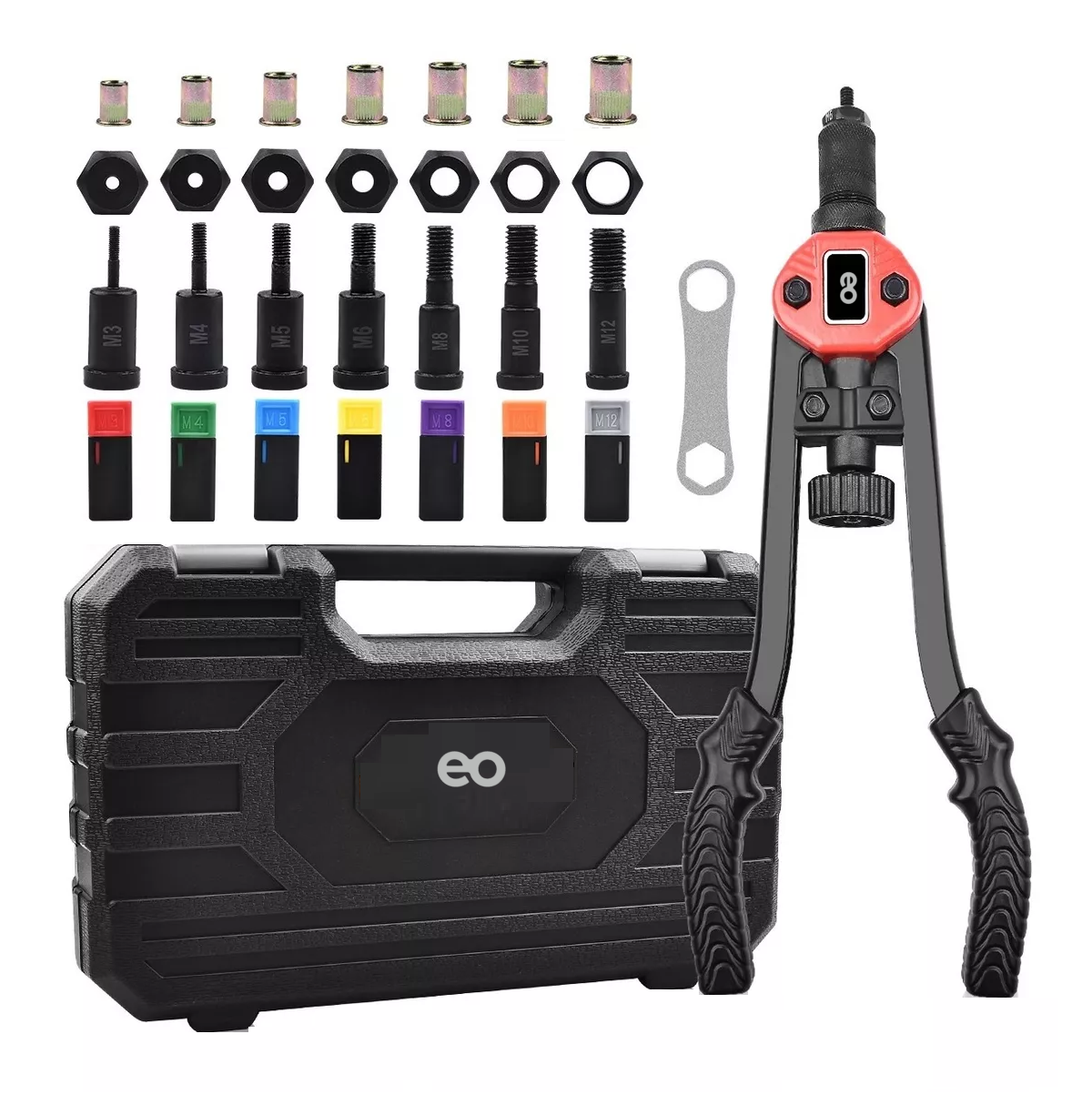 Set Remachadora Para Tuercas De Manual Profesional 35 Pzs Eo Safe Imports Esi-7304 Negro