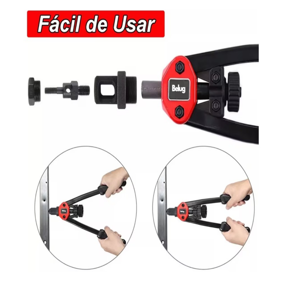 Foto 3 | Remachadora Para Tuercas De Manual Profesional Remache Negro 12 Pz, Belug