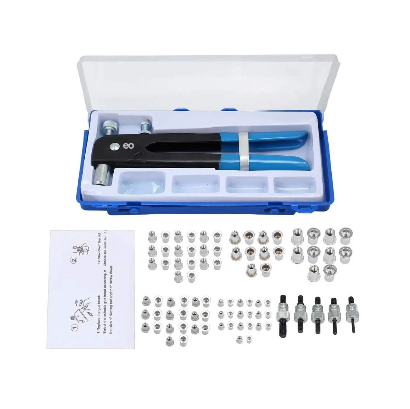 Set Remachadora Manual Con Tuercas M3-m8 Eo Safe Imports Esi-1002-1 Multicolor