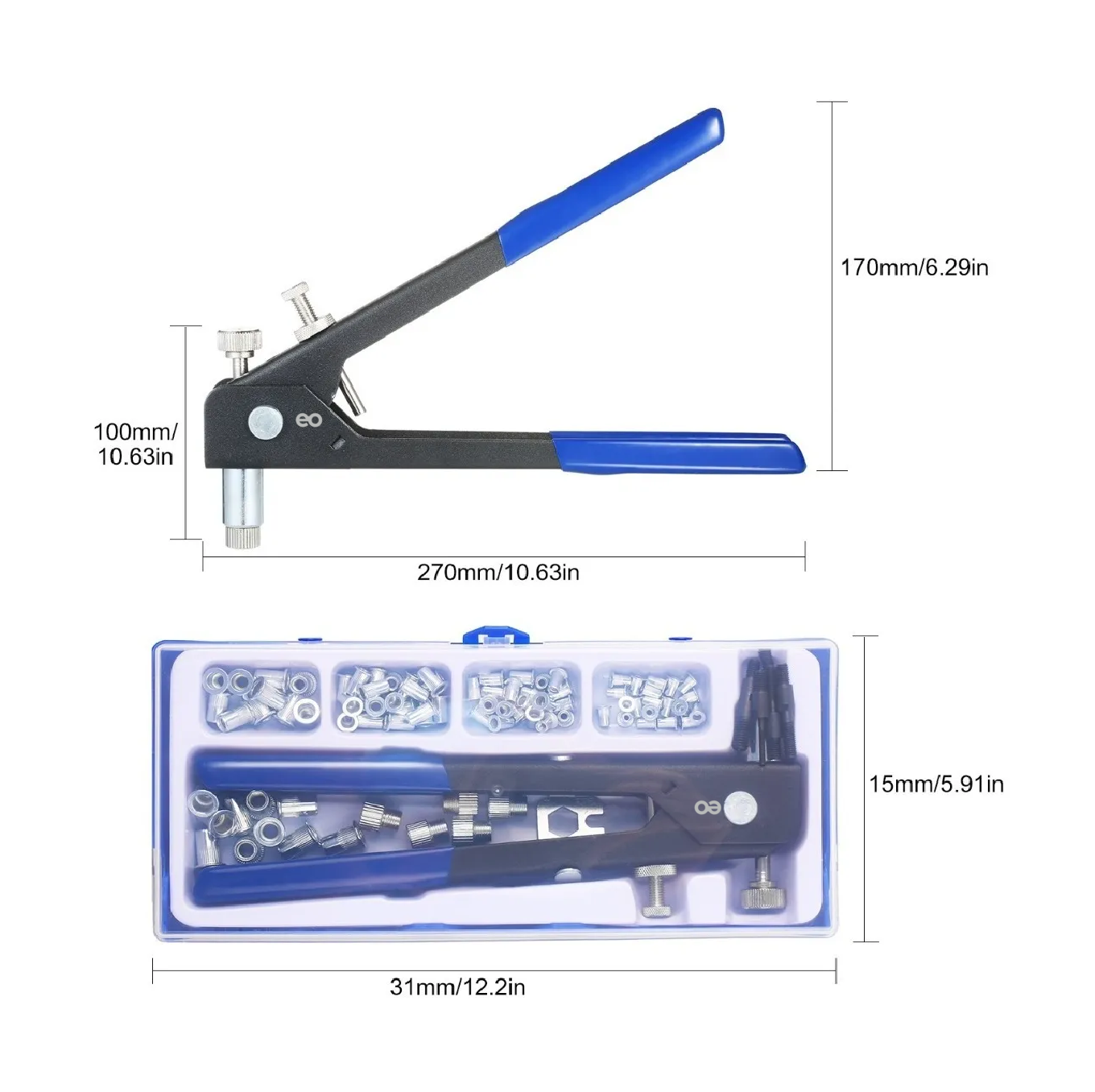 Foto 4 pulgar | Set Remachadora Manual Con Tuercas M3-m8 Eo Safe Imports Esi-1002-1 Multicolor