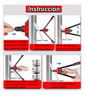 Foto 3 | Remachadora Para Tuercas De Manual Profesional Remache Negro 12 Pz