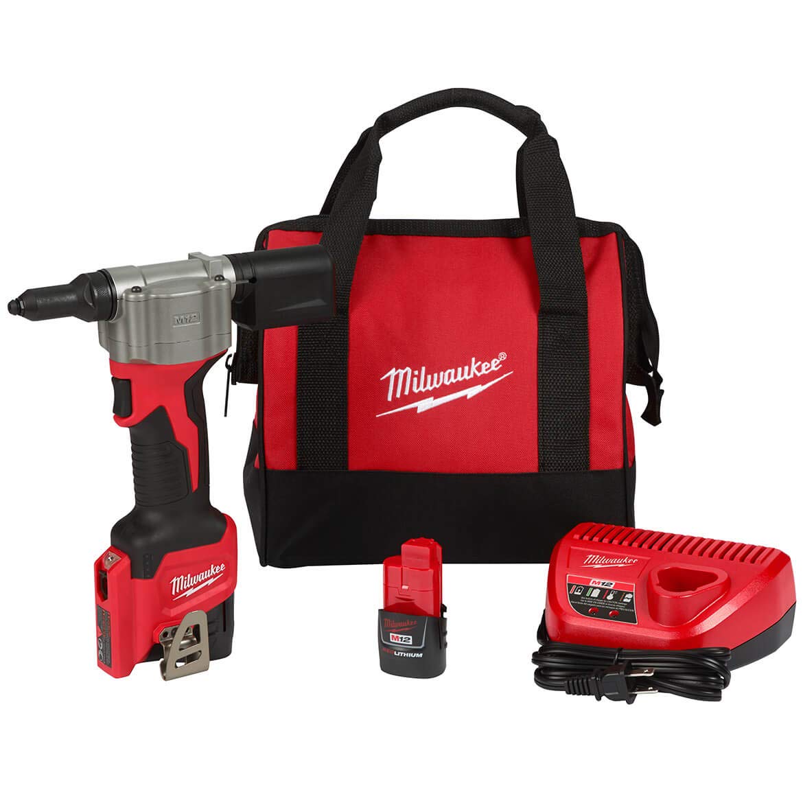 Kit De Herramientas Para Remaches Milwaukee M12 2550-22 Con 450 Remaches De Acero - Venta Internacional.