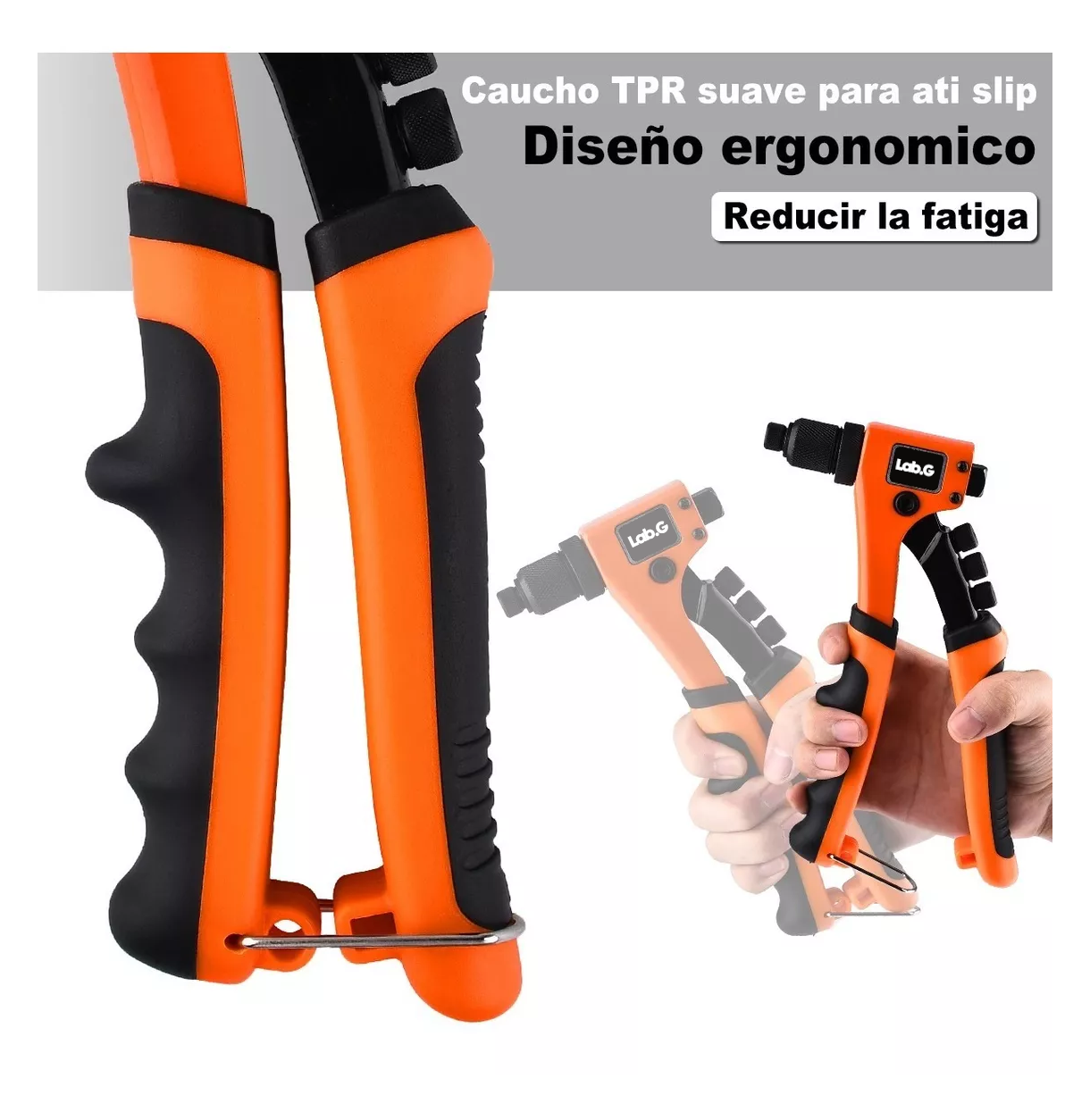 Foto 5 pulgar | Remachadora Profesional Lab.g C/boquillas De Cambio Rápido, Naranja/negro