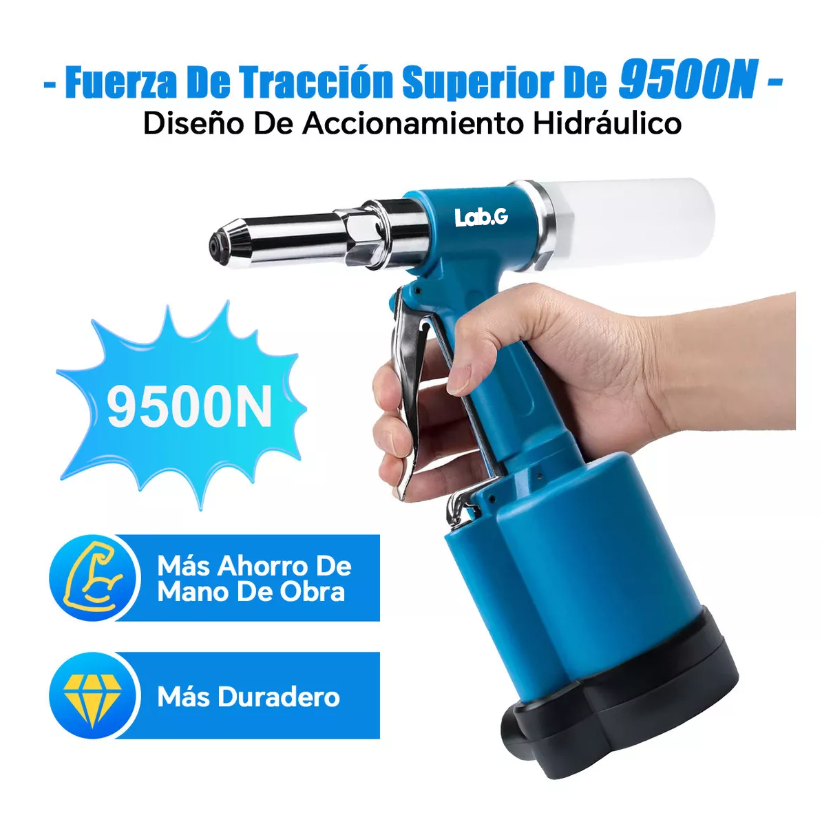 Foto 4 | Pistola Remachadora De Tuercas Lab.g Con 4 Boquillas Azul