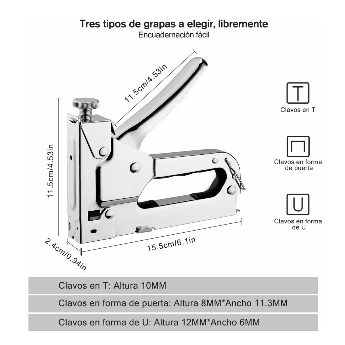 Foto 5 pulgar | Grapadora Pistola Y 1000 Grapas Eo Safe Imports Esi-7294 color Plata