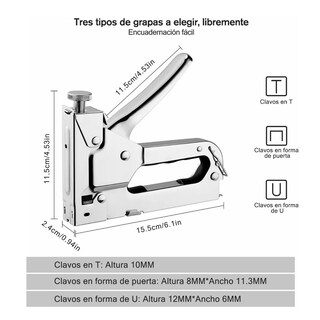 Foto 4 | Grapadora Pistola Y 1000 Grapas Eo Safe Imports Esi-7294 color Plata