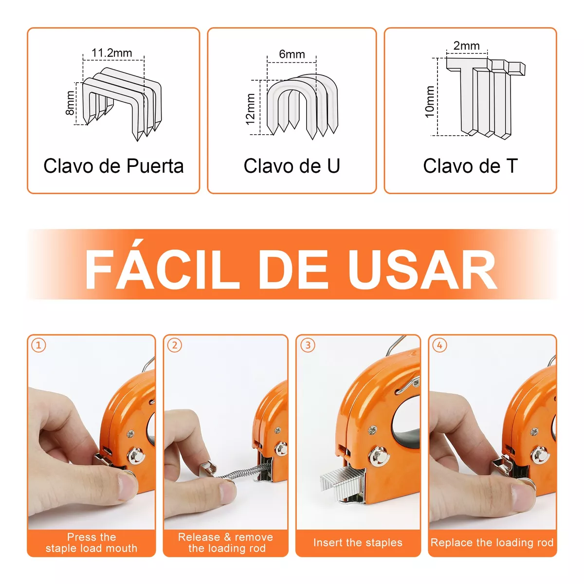 Foto 4 pulgar | Engrapadora Manual para Tapicería Eo Safe Imports ESI-14119 Naranja