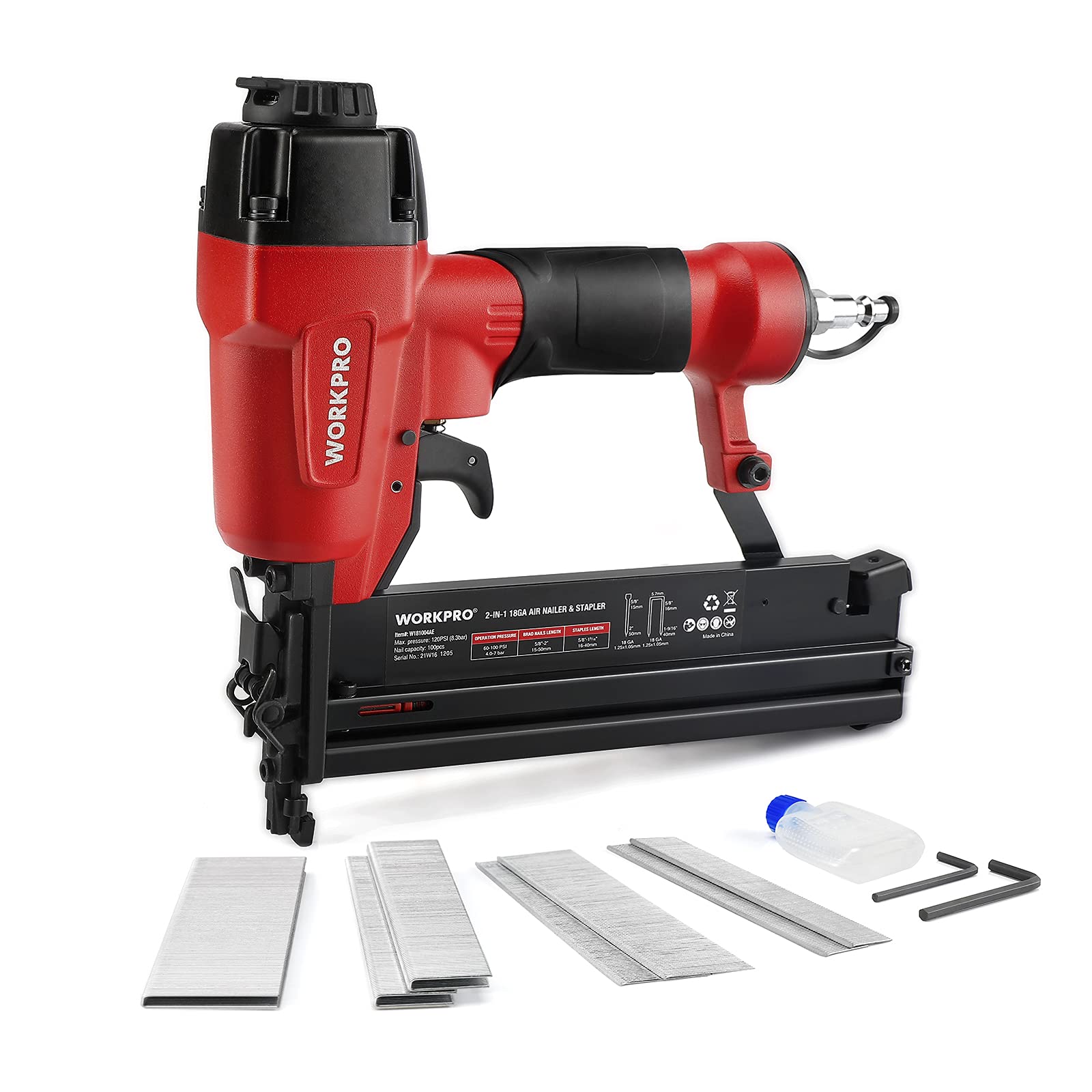 Pistola De Clavos Y Grapadora De Corona Workpro Pneumatic 18ga 2 En 1 - Venta Internacional.