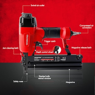 Foto 2 | Pistola De Clavos Y Grapadora De Corona Workpro Pneumatic 18ga 2 En 1 - Venta Internacional.