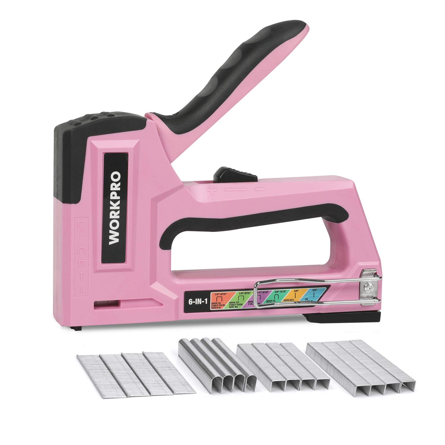 Foto 2 pulgar | Clavadora Manual Staple Gun Workpro Pink 6 En 1 Con Grapas - Venta Internacional.