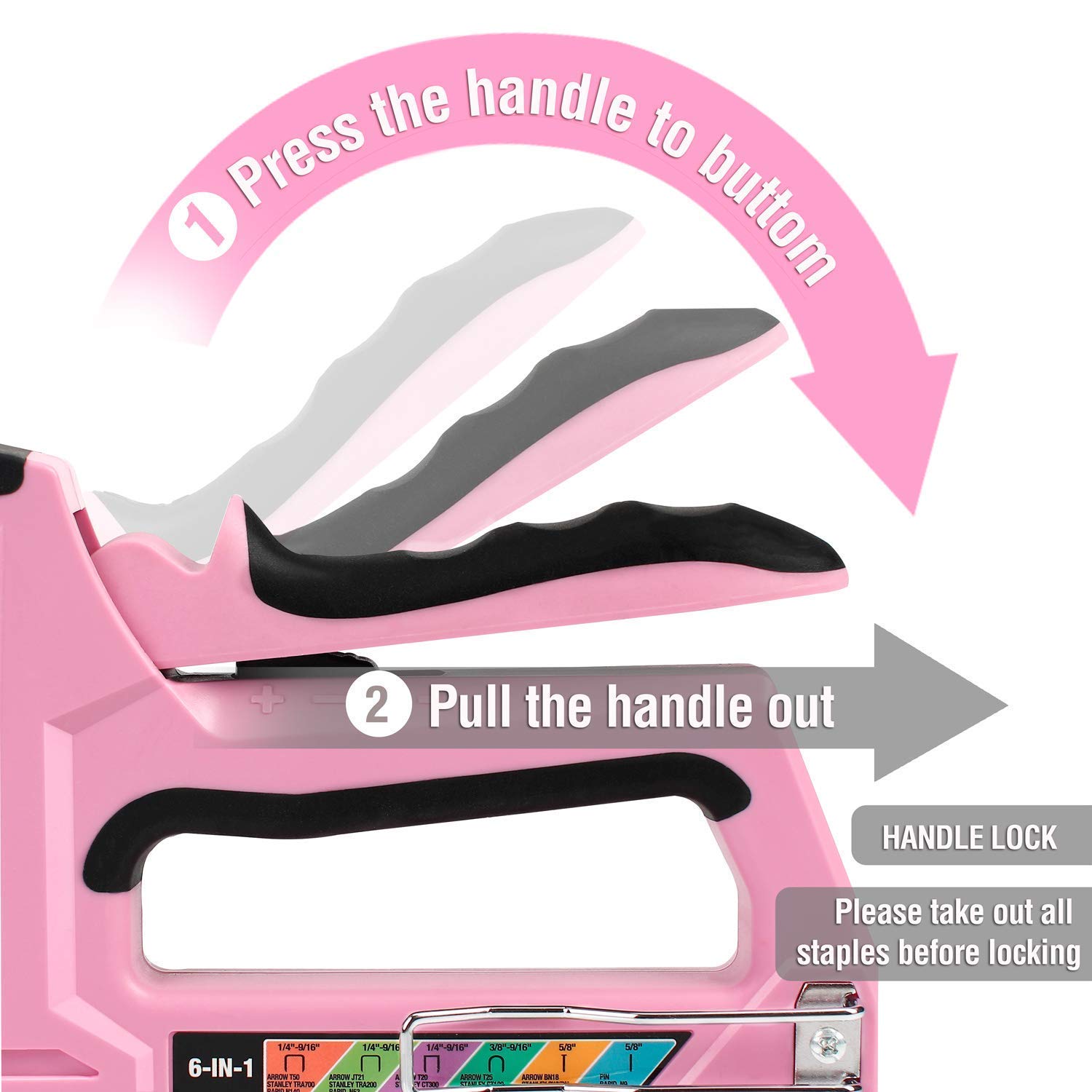 Foto 7 pulgar | Clavadora Manual Staple Gun Workpro Pink 6 En 1 Con Grapas - Venta Internacional.
