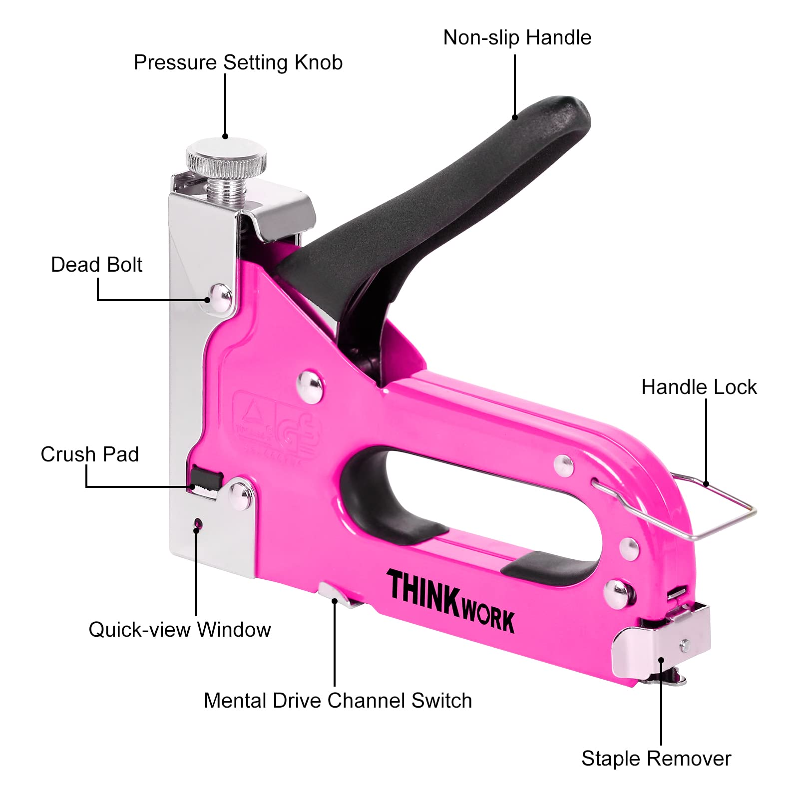 Foto 3 | Grapadora Thinkwork Heavy Duty 3 En 1 Rosa Con 900 Grapas - Venta Internacional.