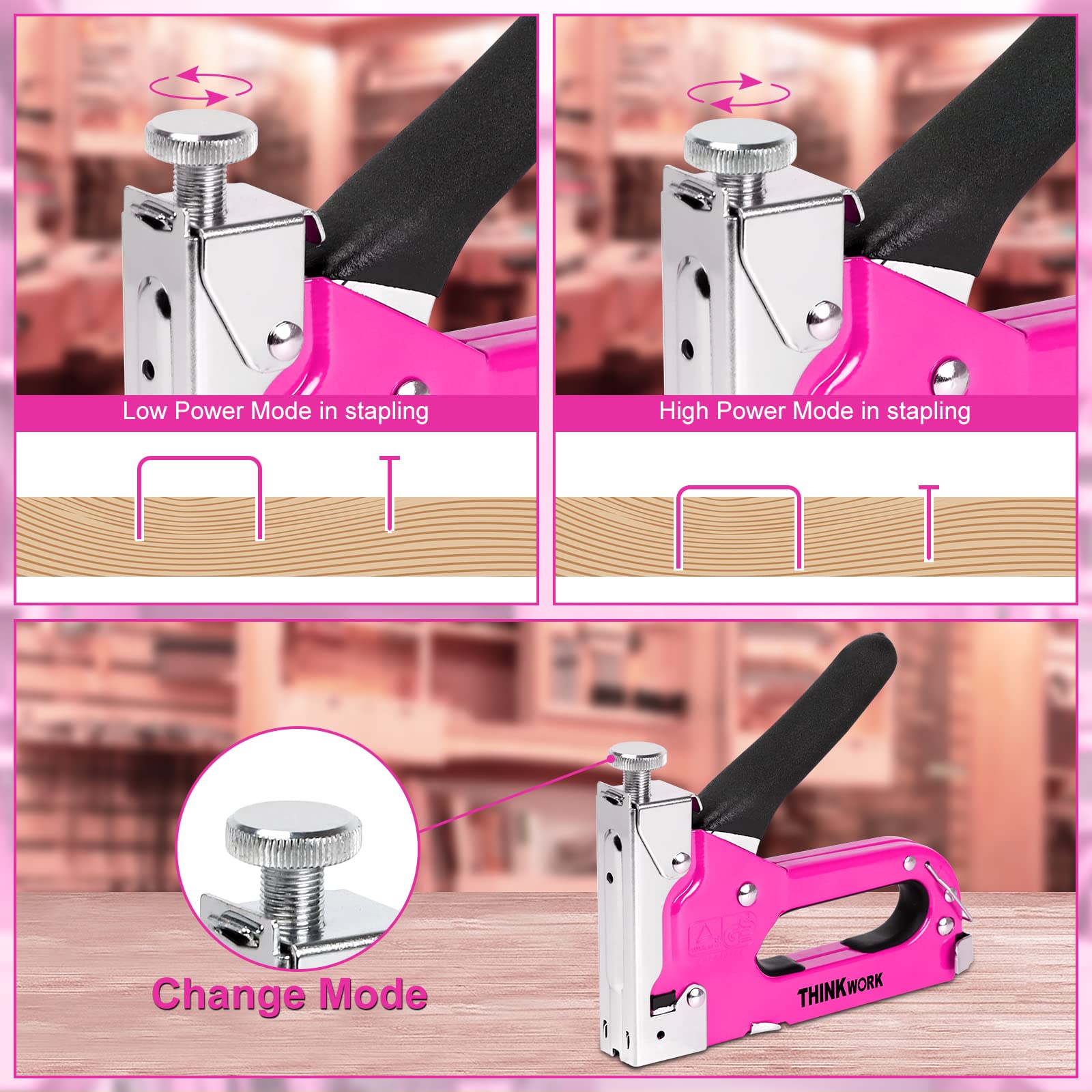 Foto 6 pulgar | Grapadora Thinkwork Heavy Duty 3 En 1 Rosa Con 900 Grapas - Venta Internacional.