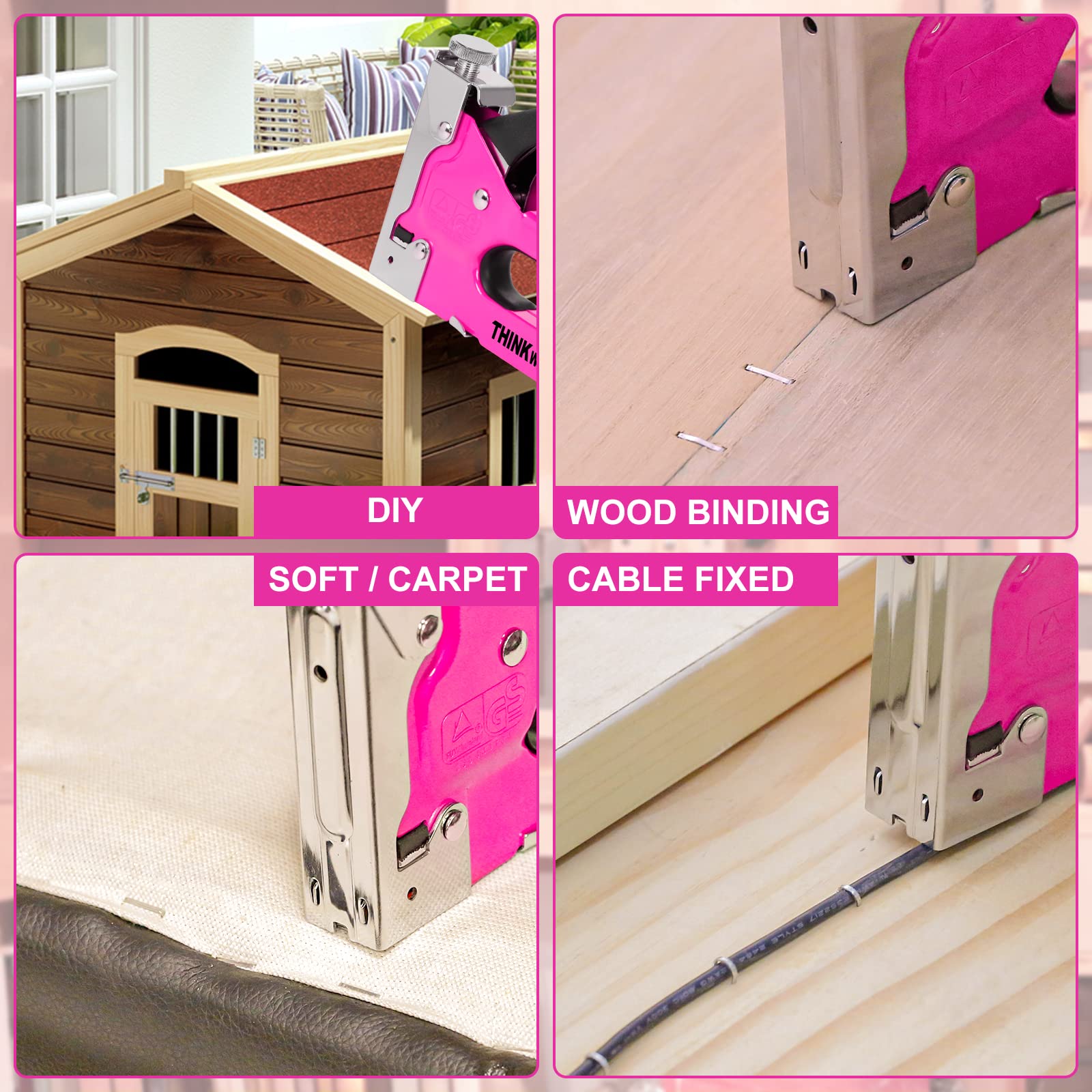 Foto 6 | Grapadora Thinkwork Heavy Duty 3 En 1 Rosa Con 900 Grapas - Venta Internacional.