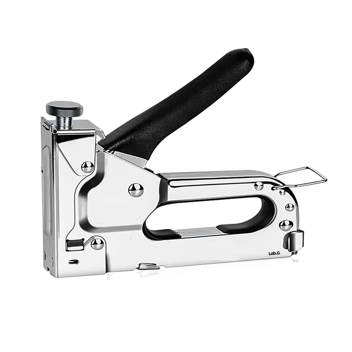 Engrapadora Tipo Pistola Para Tapiceria Con 3000 Grapas Lab.g Plata Con Negro